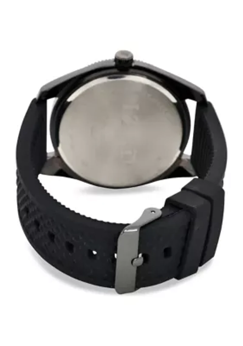 IZOD Black Textrured Silicone Starp Watch