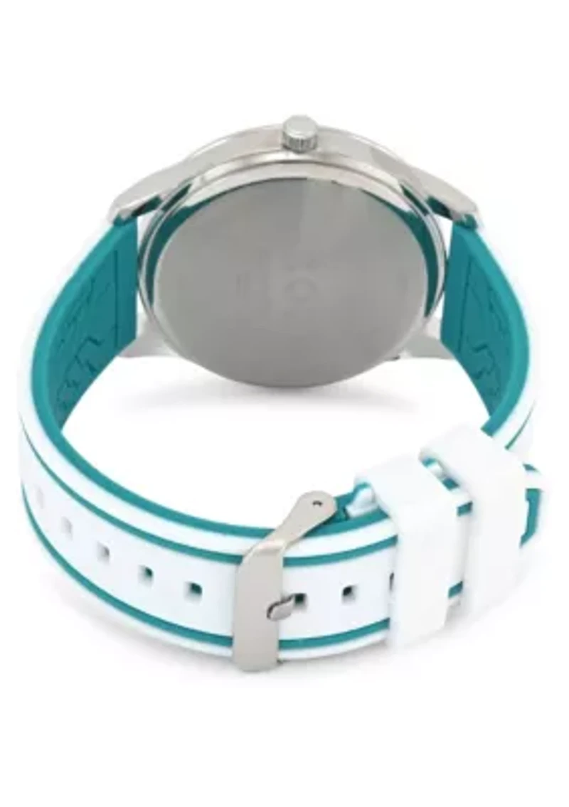 IZOD Adult Mens Analog Watch w White Rubber Strap in Silver Model# IZO9395