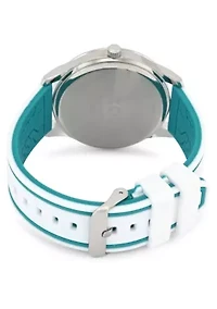 IZOD Adult Mens Analog Watch w White Rubber Strap in Silver Model# IZO9395