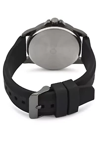 IZOD Adult Mens Analog Watch w Black Rubber Strap in Gunmetal Model# IZO9426