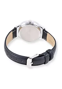 TAHARI Black Strap Watch with Crystal Accent