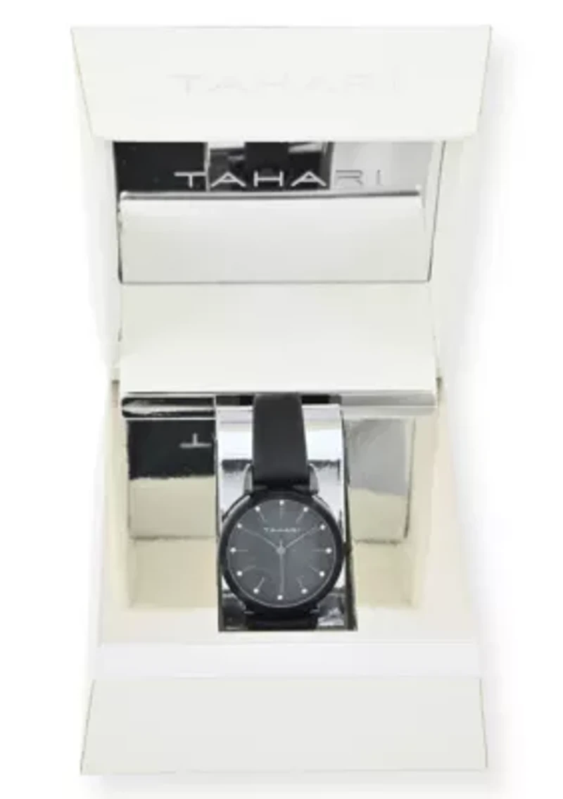 Tahari Adult Womens Analog Watch w Gunmetal Case and Black Strap Model# TAH3050