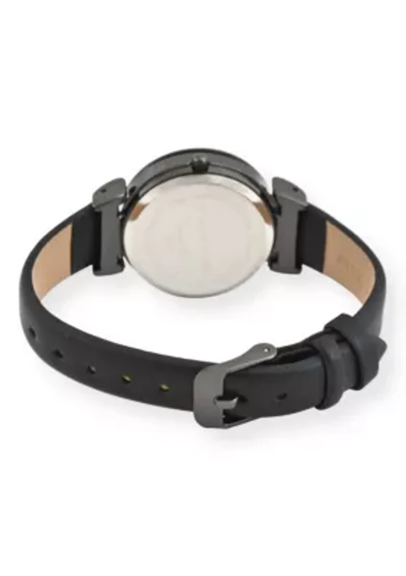 Tahari Adult Womens Analog Watch w Gunmetal Case and Black Strap Model# TAH3050