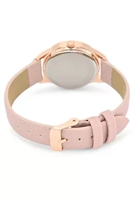 Tahari Adult Womens Analog Watch w Rose Gold Case and Dial with Pink Textured Strap Model# TAH3137
