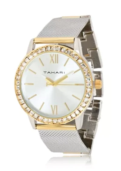 TAHARI Ladies Stainless Steel Mesh Bracelet Watch