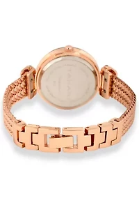 TAHARI Ladies Rose Herringbone Patterned Mesh Bracelt Watch