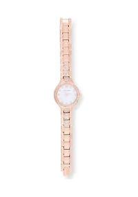 TAHARI Ladies Rose Goldtone Bracelet Watch with Crystal Links