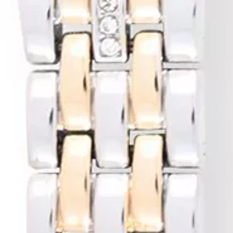 TAHARI Ladies Two Tone Bracelet Watch with Stone Accents