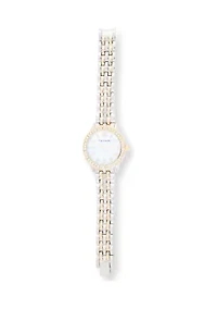 TAHARI Ladies Two Tone Bracelet Watch with Stone Accents