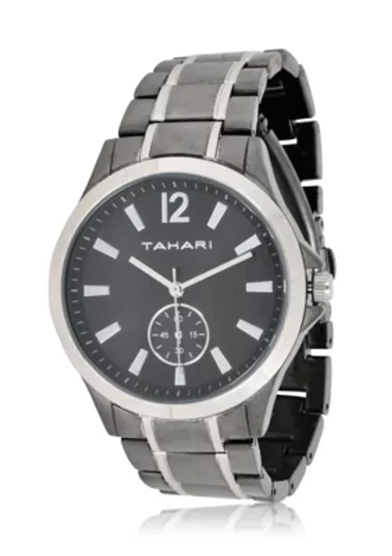 TAHARI Ladies Black Plated Two Tone Bracelet Watch