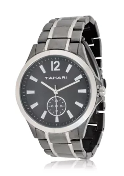 TAHARI Ladies Black Plated Two Tone Bracelet Watch