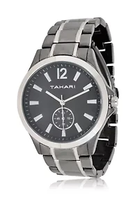TAHARI Ladies Black Plated Two Tone Bracelet Watch