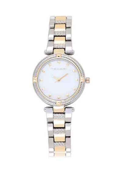 TAHARI Ladies Two Tone Bracelet Watch with Rope Link Detail