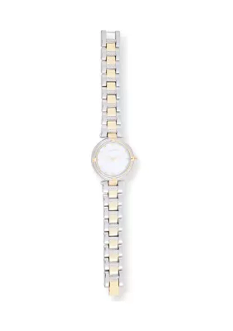 TAHARI Ladies Two Tone Bracelet Watch with Rope Link Detail