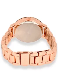 TAHARI Ladies Wood Link Goldtone Bracelet Watch