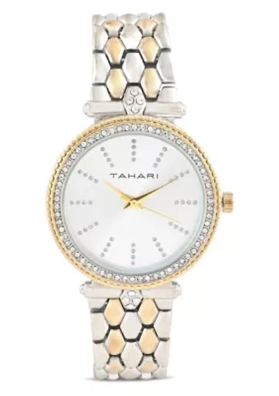 Tahari Adult Womens Analog Watch w Two-Tone Gold Silver Case Dial and Bracelet Model# TAH5576