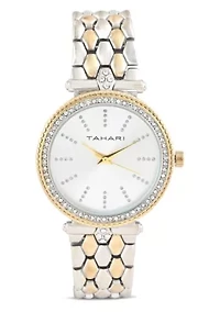 Tahari Adult Womens Analog Watch w Two-Tone Gold Silver Case Dial and Bracelet Model# TAH5576
