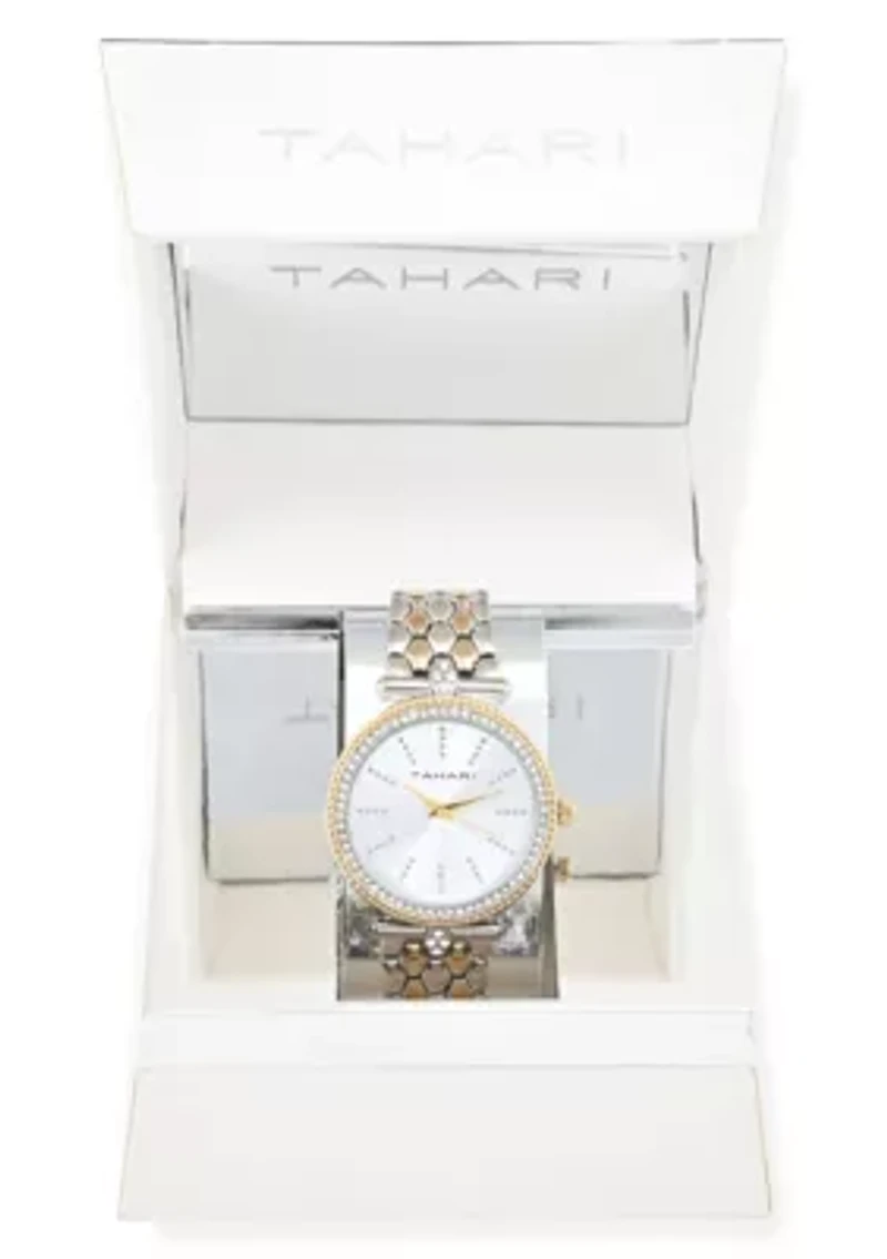 Tahari Adult Womens Analog Watch w Two-Tone Gold Silver Case Dial and Bracelet Model# TAH5576