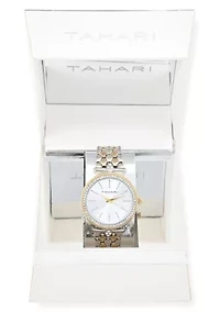 Tahari Adult Womens Analog Watch w Two-Tone Gold Silver Case Dial and Bracelet Model# TAH5576