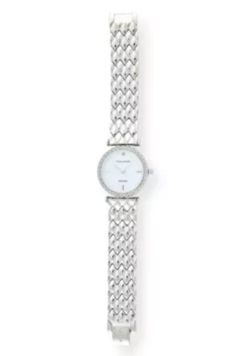 Tahari Adult Womens Analog Watch w Silver Case Dial and Bracelet w Genuine Diamond at 12  Model# TAH5693