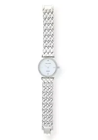 Tahari Adult Womens Analog Watch w Silver Case Dial and Bracelet w Genuine Diamond at 12  Model# TAH5693