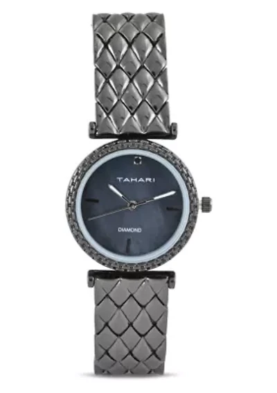 Tahari Adult Womens Analog Watch w Gun Metal Case Dial and Bracelet w Genuine Diamond at 12 Model# TAH5694