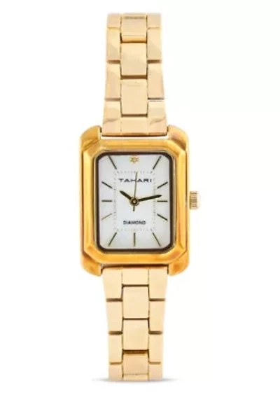 Tahari Adult Womens Analog Watch w Gold Case and Bracelet w Genuine Diamond at 12 Model# TAH5695