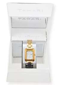 Tahari Adult Womens Analog Watch w Gold Case and Bracelet w Genuine Diamond at 12 Model# TAH5695
