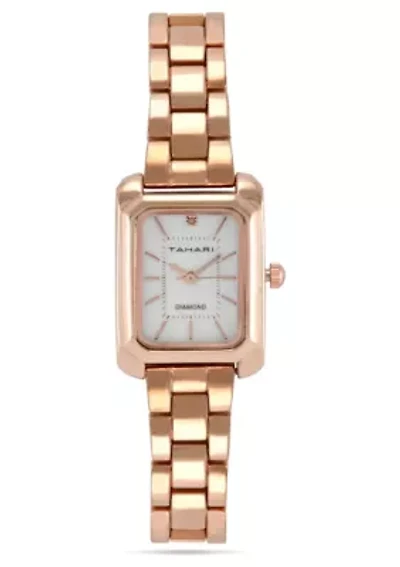 Tahari Adult Womens Analog Watch w Rose Gold Case and Bracelet w Genuine Diamond at 12 Model# TAH5696