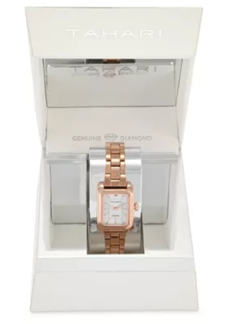 Tahari Adult Womens Analog Watch w Rose Gold Case and Bracelet w Genuine Diamond at 12 Model# TAH5696