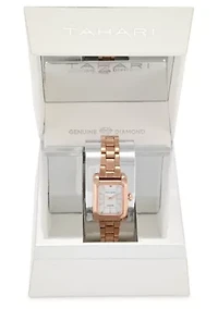 Tahari Adult Womens Analog Watch w Rose Gold Case and Bracelet w Genuine Diamond at 12 Model# TAH5696