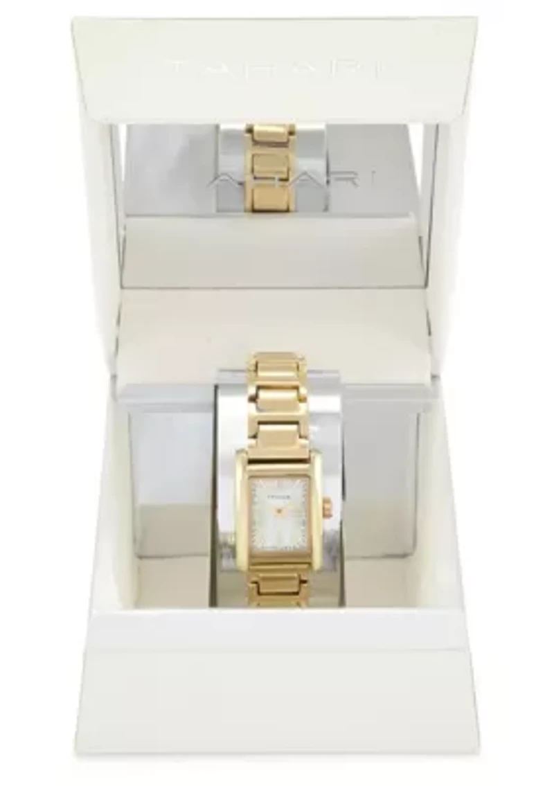 Tahari Adult Womens Analog Watch w Gold Case and Bracelet Model# TAH5752
