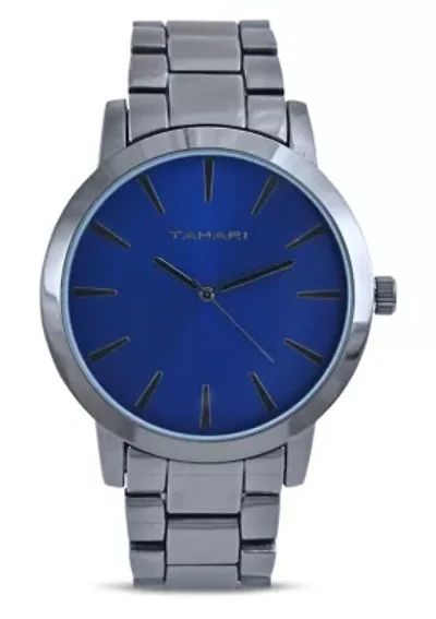 Tahari Adult Mens Analog Watch with Gun Metal Case Blue Dial and Gun Metal Braceket Model# TAH60007 