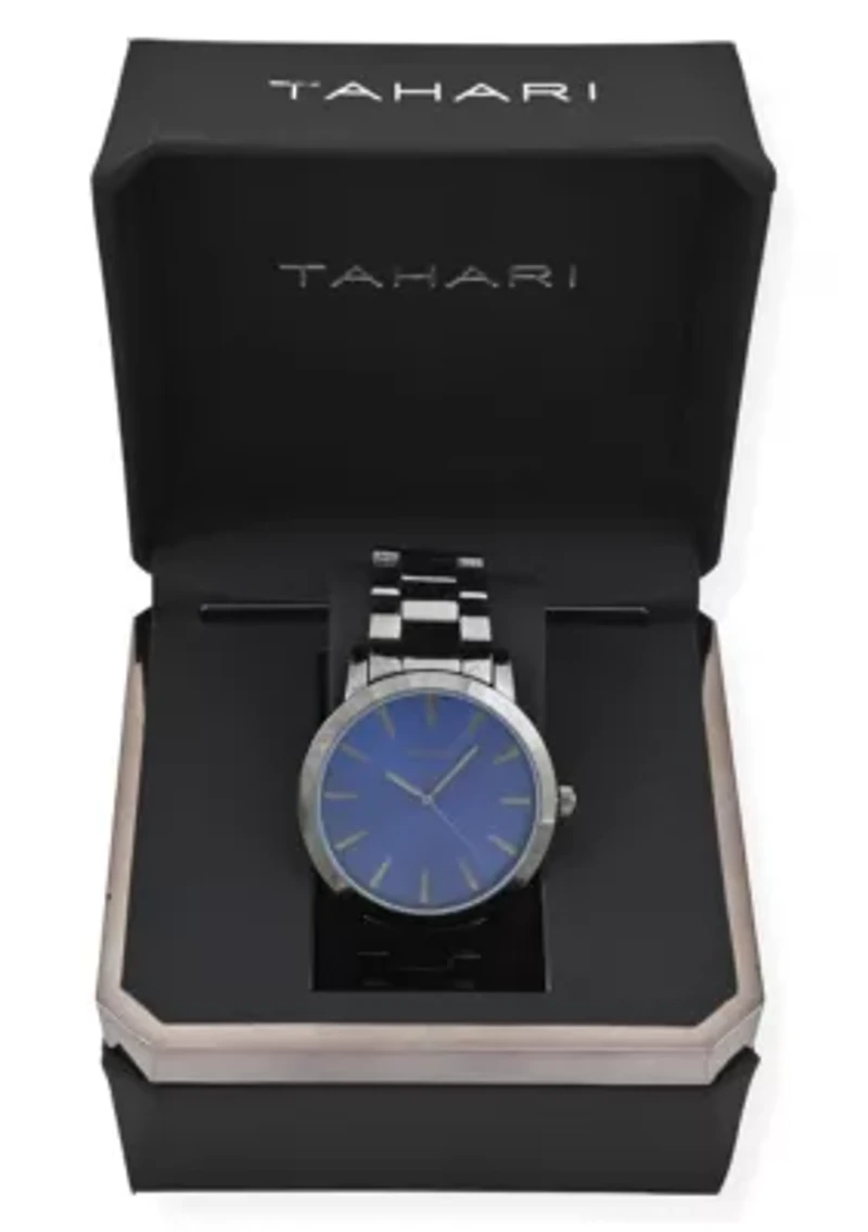 Tahari Adult Mens Analog Watch with Gun Metal Case Blue Dial and Gun Metal Braceket Model# TAH60007 