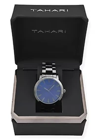 Tahari Adult Mens Analog Watch with Gun Metal Case Blue Dial and Gun Metal Braceket Model# TAH60007 