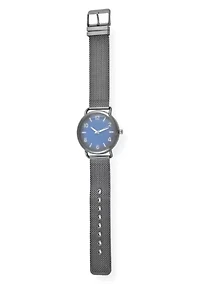 Tahari Adult Mens Analog Watch with Gun Metal Case Blue Dial and Gun Metal Mesh Strap Model# TAH60041