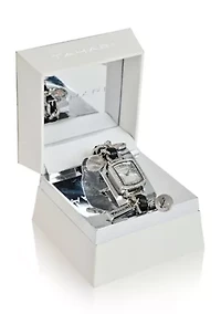 TAHARI Ladies Silver and Black Charm Watch