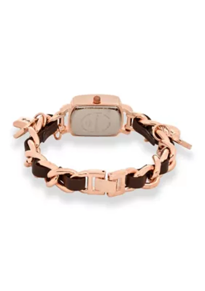 TAHARI Ladies Rose Gold and Black Charm Watch