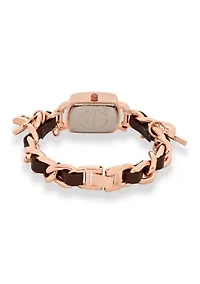TAHARI Ladies Rose Gold and Black Charm Watch
