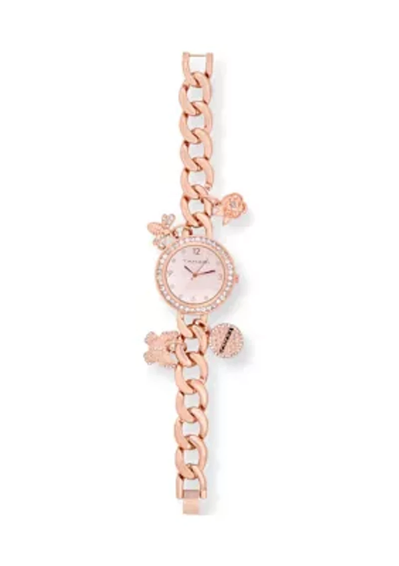 TAHARI Ladies Rose Goldtone Charm Watch
