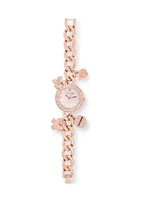 TAHARI Ladies Rose Goldtone Charm Watch