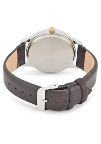 Van Heusen Adult Mens Analog Watch with Two-Tone Gold Silver Case and Brown Strap Model# VAN5614