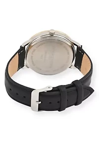 Van Heusen Adult Mens Analog Watch with Two-Tone Gold Silver Case and Black Strap w Genuine Diamond at 12 Model# VAN5668