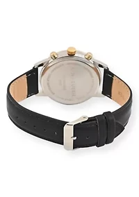 Van Heusen Adult Mens Analog Watch with Two-Tone Gold Silver Case and Black Strap Model# VAN5845