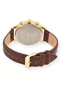 Van Heusen Adult Mens Analog Watch with Two-Tone Gold Silver Case and Brown Strap Model# VAN5847