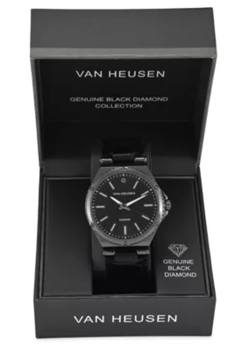 Van Heusen Adult Mens Analog Watch with Gun Metal Case and Black Strap Model# VAN5862