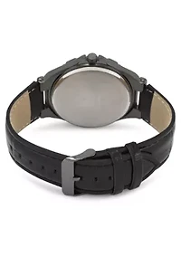 Van Heusen Adult Mens Analog Watch with Gun Metal Case and Black Strap Model# VAN5862