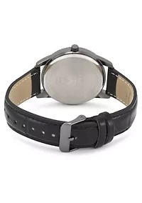 Van Heusen Adult Mens Analog Watch with Gun Metal Case and Black Crocodile Strap Model# VAN5909