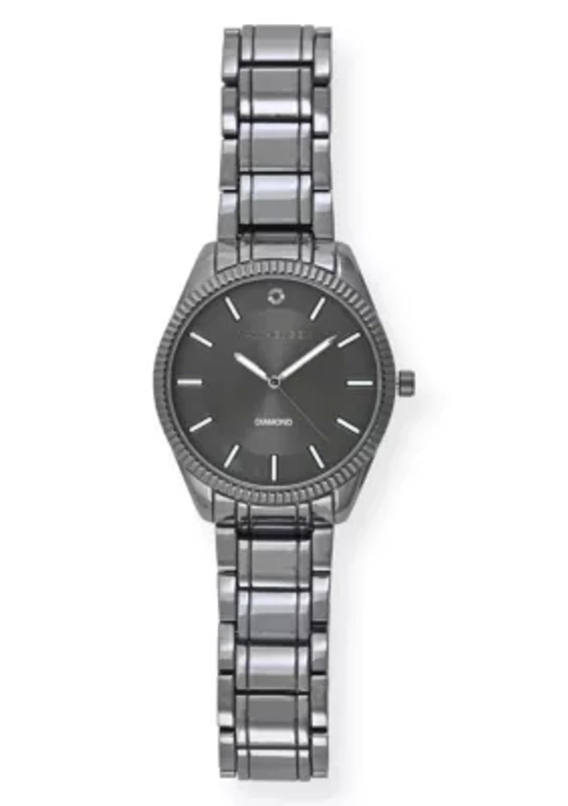 Van Heusen Adult Mens Analog Watch with Black Case and Dial with Black Bracelet w Diamond at 12 Model# VAN80165