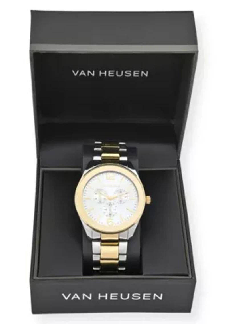 Van Heusen Adult Mens Analog Watch with Two-Tone Silver Gold Case and Bracelet Model# VAN8851